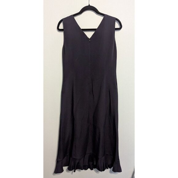 Talbots Navy Maxi Dress Pure Silk Sleeveless 8 Vintage flounced bottom cocktail - Picture 8 of 10